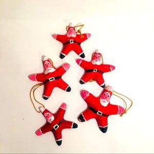 Lot of 10 Starfish Santa Christmas Ornaments